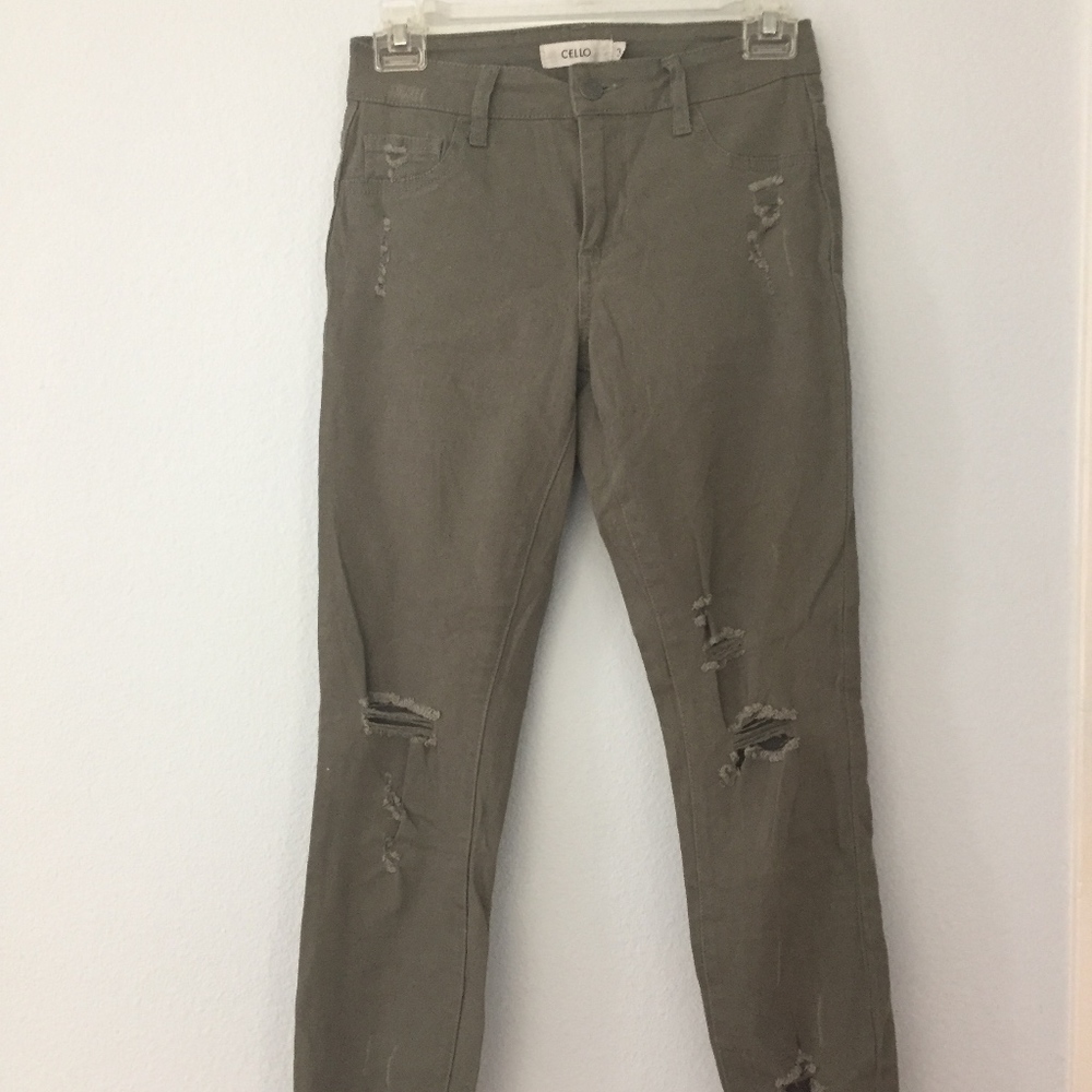 Army Green Ripped Jeans